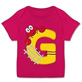 Anfangsbuchstaben Baby - G Schifffahrt - 68-74 (9 Monate) - Fuchsia - E110B - Kurzarm Baby-Shirt für Jungen und Mädchen in verschiedenen Farben