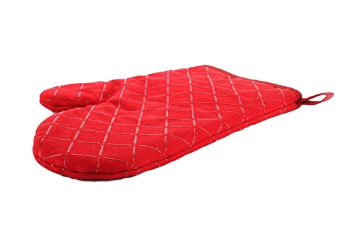 iSuperb Ofenhandschuhe Kochhandschuhe Topflappen Handschuhe Hitzebeständig Flammschutz Handschuhe für Herd Backofen Grill und BBQ(1 Paar) rot - 2