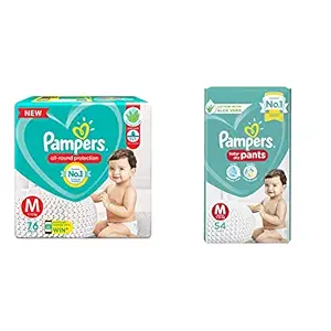 Pampers New Diapers Pants, Medium (76 Count) & Pampers New Diapers Pants, Medium (54 Count)