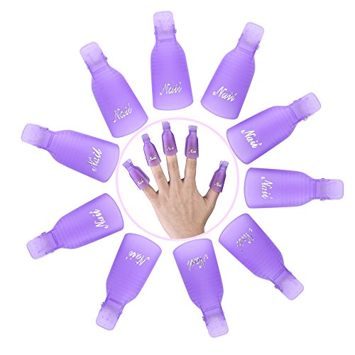 eBoot 10 Pieces Acrylic Nail Art Soak Off Clip Cap UV Gel Polish Remover Wrap Nail Tool (Purple)