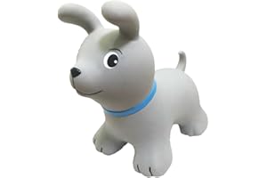 GERARDO'S Toys Animal Space Hopper for Toddlers and Kids - Bouncy Ride-on Dog Hopping Toy - for Ages 1-5 Year Old - Includes Pump - Inflatable Bouncer for Indoor and Outdoor Fun - Grey Dog