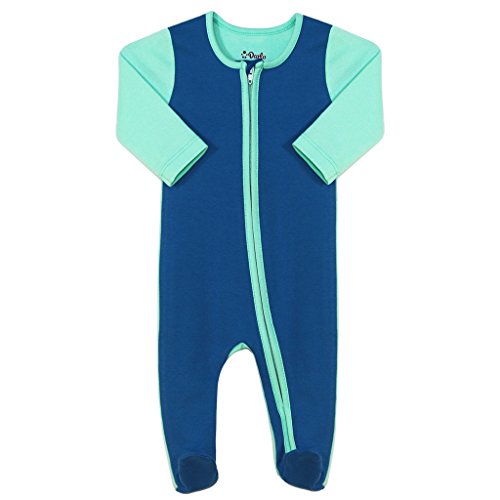 100% Organic Cotton Super Soft Baby Sleepsuit Romper with Zip 0-12 Months Sizes GOTS Accredited (9-12 months, Blue & Mint)