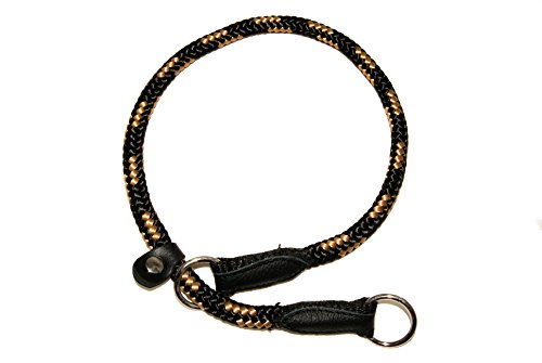 Black-Beige-HandMade-Strong-Rope-Rolled-Slip-Dog-Choker-Choke-Collars-with-black-leather