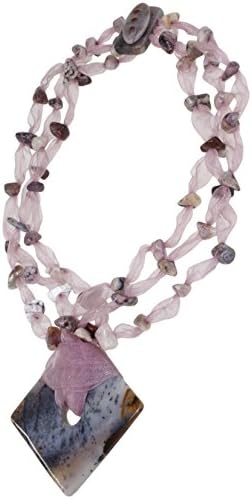 Purple Crazy Agate Gemstone and Purple Silk Bead Necklace