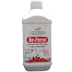 REFIT ANIMAL CARE Iron Tonic for Cow, Pigs, Cattle, Goat, Poultry & Livestock Animals, 1 LTR, Re-ferrol
