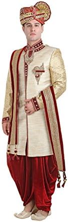 Fashions Biz Striking Cream Color Sherwani in Jute Fabric 84135