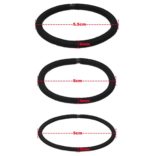eBoot Zopfband Haargummis, 60 Stück, Sortiert 3 Größen , Schwarz - 4