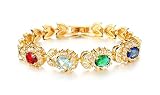 Lafeil Armband Gold Damen Damen Armkette Metalllegierung Armband Gold Hohl Damen Blumen Oval Zirkonia Armreifen Für Damen Hochzeit