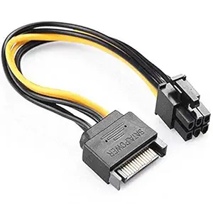 Ultima Cords & Cables SATA 15 Pin to ATX 6 Pin PCI Express Graphics Video Card Power Cable Adapter