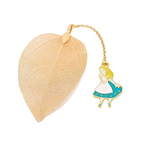 Foonee Alice nel paese delle meraviglie Leaf segnalibri, segnalibri assortiti metallo a forma di piuma segnalibri per adulti e bambini. Alice