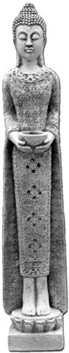 Wunderschöner großer, schmaler Stein Buddha Mönch aus Steinguss, frostfest - 3