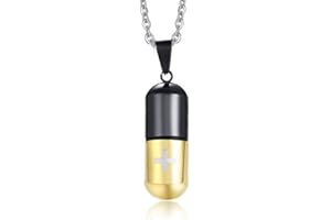 LAFATINA Medical Alert Capsule Pendant Necklace Men's Women Stainless Steel Emergency ID Pill Case Tube Holder Pendant Necklace for Teens Old