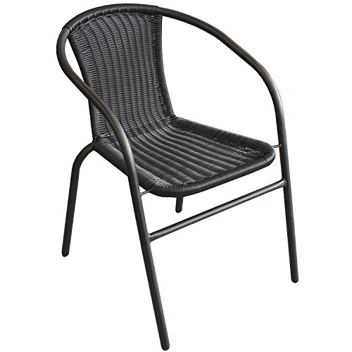 5tlg. Balkonmöbel Set Gartentisch Vollkunststoff Rattan-Optik 79x79cm + Poly Rattan Bistrostuhl Stapelstuhl Gartenstuhl Balkonstuhl Sitzgarnitur Sitzgruppe Gartenmöbel Gartengarnitur Terrassenmöbel