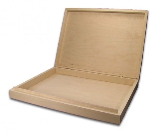 Holzbox, Aufbewahrungsbox, Holz-Kassette (innen größer A4), Linde unbehandelt - 2