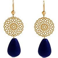 GEMSHINE Damenohrringe mit Mandalas und Lapis Lazuli. Ohrhänger aus 925 Silber, vergoldet oder rose vergoldet. Made in München / Deutschland. Im edlen Schmucketui geliefert. Auch als Set mit Halskette