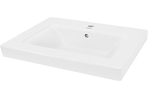 ECD Germany Lavabo à Encastrer de Salle de Bain, 605x465x160 mm, en Céramique, Blanc, avec Trop-Plein et Trou de Robinet, Vasque Encastrable Évier Lave-Mains pour Toilette, Design Moderne