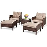 【Praktische Multifunktion】Diese Polyrattan Sitzgruppe besteht aus zwei Sessel, zwei Hocker und einen Beistelltisch, lässt sich nach Bedarfnis beliebig kombinieren z.B. als Sofa, Lounge, Fußhocker u.ä., sogar Einzelne verwendbar ist.