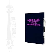 Filzhülle/-umschlag für A5 Kladde, Organizer etc.- 'Lass mich, ich muss mich jetzt da reinsteigern!' mit Steckfach und Stiftschlaufe