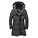 Produktbild EUZeo Herren Winter Slim Fit Wollmantel Business Überzieher Schlank Lange Windbreaker Jacken Baumwolle Gepolstert Kapuzenjacke Sweatjacke Einfarbig Wintermantel Coat