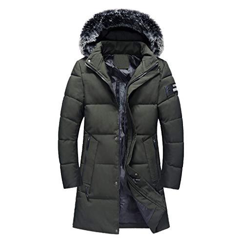 Preisvergleich Produktbild Amphia - Herren Daunenjacke - Abnehmbarer Hut - Einfarbig Pull Jacket / Kettenjacke / Langarmjacke, Männlich Herbst Winter Hooded Jacket Coat(Armeegrün,L)
