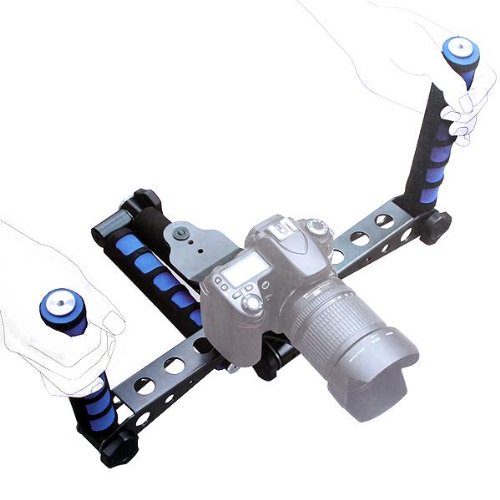 Pixtic - DSLR Rig   paule Stabilisateur Vid  o avec Support Poign  e pour les appareils photo reflex Canon EOS 5D 5DII 50D 60D 500D 550D 1000D 700D Nikon D80 D90 D200 D300 D3000 D3100 D5100 D7000 Sony Alpha A200 A300 A350 A450 A500 A700 A900 A550 et cam  scope professionnels avec nombreux accessoires