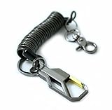 transparent unmantelt Mister LONG Portemonnaie Schlüsselkette HosenKette Gastronomie Kellner grau-metallic maschinengrau transparent ummantelt Drahtseile Stahlseile Wandern Karabinerhaken elastisch ca. 160cm lang