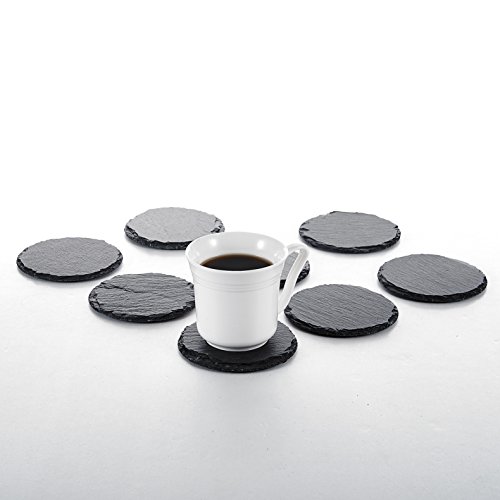 Malacasa, Serie Nature.Slate, 16-tlg. Set Schieferplatte Schiefer Untersetzer 4 Zoll / 10*10*0,5 cm Glasuntersetzer - 5
