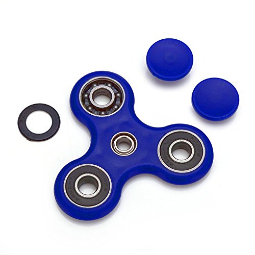 Fidget Spinner – OKCS – Spielzeug Tri Finger Spinner Stresslöser Konzentration Rundes Design – Blau - 2