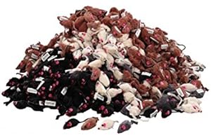 ORSMAN EBI 401-121443 Lot de 12 souris avec fourrure naturelle et clochette 5 cm