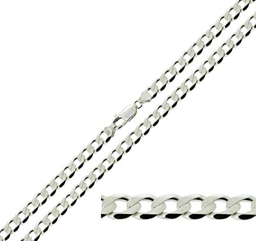 CJoL - Solid 925 Sterling Silver 4.2mm Wide Flat Curb Chain In Simple Gift Bag (available in 18" to 30")