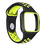 Vamoro Ersatz-Uhrenarmband-Armband aus weichem Silikon-Sportarmband + Rahmen für Fitbit Versa Soft Silikon Classic Sportarmband Ersatz Uhrenarmbänder(Grün)