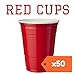 Produktbild 50 Stk Partybecher Rot USA - 16oz / 500ml - Beerpong Becher - Top Qualität - Sehr Robust