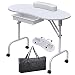 TRIXES White Manicure Nail Art Folding Portable Desk Table with Cushion & Carry Bag