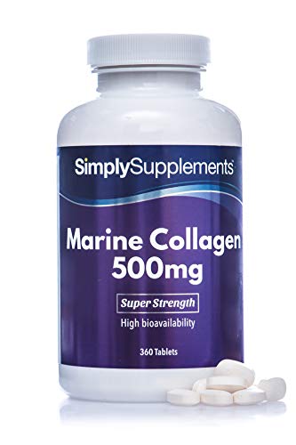 Collagène Marin 500mg |Enrichi en vitamine C| 360 Comprimés | Jusqu'à 4 mois de bienfaits |SimplySupplements