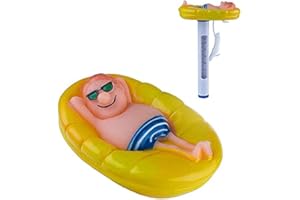 SNNER Thermomètre de Piscine Flottant Multifonctionnel - Thermomètre à Eau de Style de Dessin Animé pour Spa Jaune