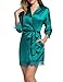 Produktbild BeautyUU Damen Morgenmantel Kimono Bademantel Satin Nachthemd Nachtwäsche Schlafanzüge Mit Blumenspitze