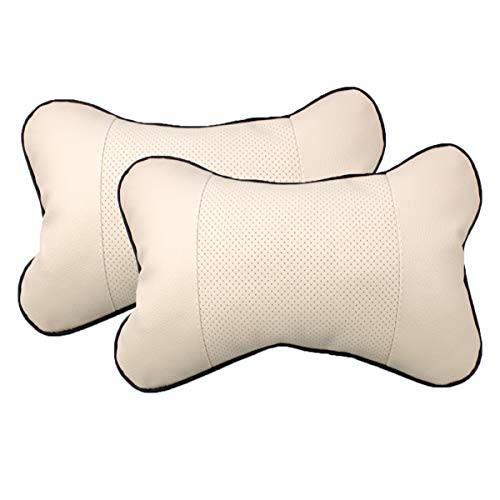 Jiele appui-tête de voiture Coussin quatre saisons universel respirant PU appuie-tête support de cou Voyage Coussin Repose appui-tête Auto Siège auto Taie d'oreiller 2 pcs