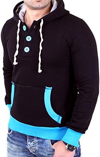 Reslad men's two tone contrast pullover hoody RS 1102 -  black - Medium