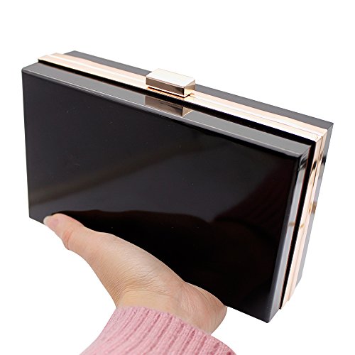 HQdeal Luxus Acryl Abendkupplungen/ Schultertaschen/ Handtasche/ Geldbörse Damen Klein Elegant für die Hochzeit Party- Schwarz - 4