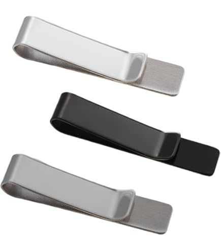 3 Fermacravatta In Rame Uomo - Oro/Argento/Nero, Stile Business Sottile - Foto 9