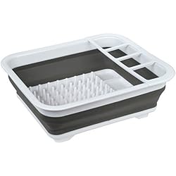 Égouttoir à vaisselle pliable Glow - Durable et compact, pour évier de cuisine portable avec poignées anti-rayures et porte-ustensiles - Idéal pour la maison, le camping, la caravane et les voyages