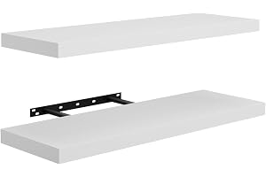 FURNITABLE – 2 hängande hyllor vägg, vägghylla vit 60 x 23,5 x 4 cm, svävande hylla, hyllbräda
