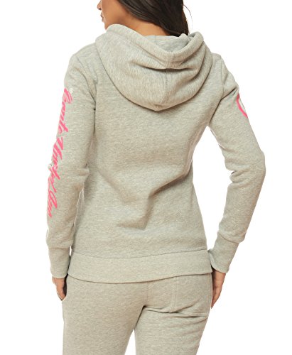 M.Conte Damen Sweatshirt Kapuzenjacke Hooded Sweater Sweat-Shirt-Jacke S M L XL Weiss Marine Blau Grau Melange Schwarz Pink Kapuze Rachel - 6