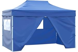 vidaXL Carpa Jardín Plegable Pop-up 4 Paredes Acero Tela Azul 3x4,5 m Cenador