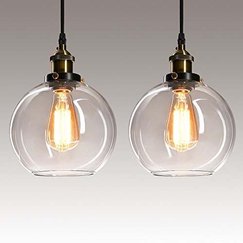 Frideko - Lámpara de Techo de Cristal con diseño de Bola Industrial Vintage para casa, Oficina, Dormitorio, cafetería, Vidrio, 2 Pcs 60.00W 110.00V