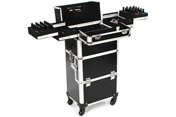 Urbanity Professionnel Grand Aluminium Maquillage Beauté Chariot Étui - Noir Crocodile