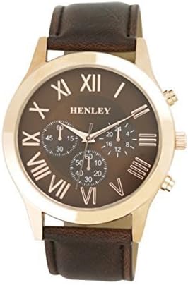 Henley Rose Gold Case/Brown Dial with Decorative Multi Eyes Black Strap Watch H02092.4
