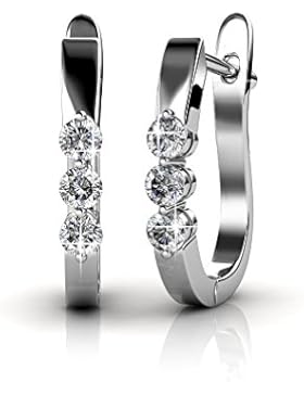 Creolen Ohrringe Zirkonia Ohrstecker kreis Set Basic 925 Silber mit Kristallen von echt Swarovski Geschenk für...