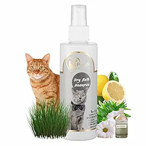 Pet Life Organic Dry Bath Shampoo for Cats - Dry/Waterless/Spray Cats Shampoo | Made with Natural Ingredients for A Cleaner, Smoother & Shinier Coat ? Safe & Effective for All Cat Breeds 200 Ml