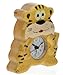 Tiger Clock : Handcrafted Wooden Gift Idea : On/off alarm switch on reverse : Top Safari Jungle Nature Wildlife Zoo Hand Painted Gifts for Boys, Girls, Kids, Children & Fun Loving Adults! : 1 Train, 1 Bird & 7 Animal Designs Available : Height approx 12cm